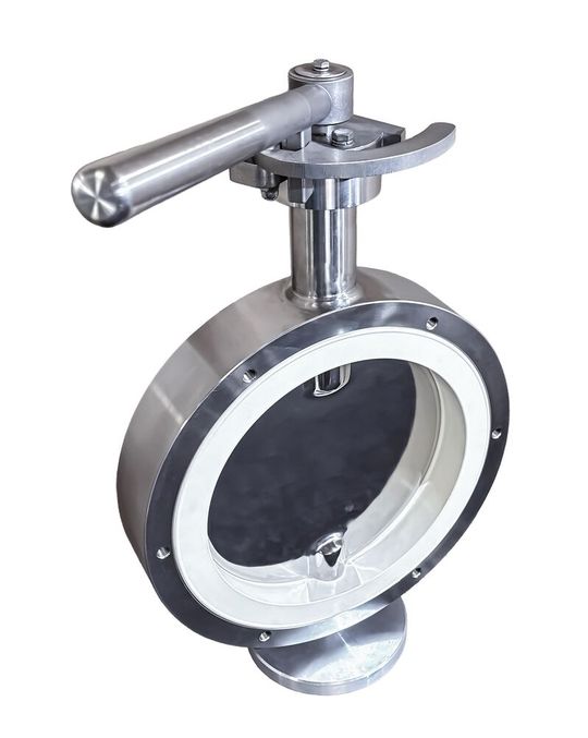 Die Containerklappe dient als Auslaufverschluss für IBC-Schüttgutcontainer und sorgt für Hygiene, Dichtheit und Wartungsfreundlichkeit(Bild:  Warex Valve)