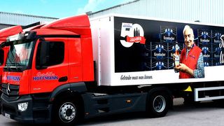 Der Fuhrpark von Getränke Hoffmann. (Getränke Hoffmann)