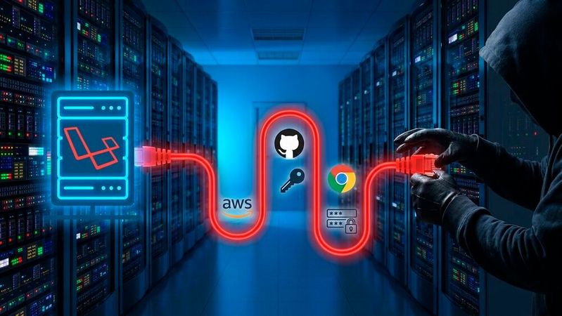 Über 700 manipulierte Git-Tags schleusen einen Credential-Stealer in Laravel-Lang-Pakete. Die Schadroutine startet automatisch und stiehlt Cloud-, Browser- und Vault-Daten.(Bild:  Gemini / KI-generiert)