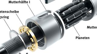 Aufbau des Planetenwälzgewindetriebes PWG: Spindel und Planeten sind spanlos hergestellt. (Bild: Schaeffler)