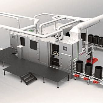 System zum automatischen Öffnen, Leeren und Reinigen von Fässern mit giftigen oder explosiven Inhalten. (Bild:  Dinnissen)