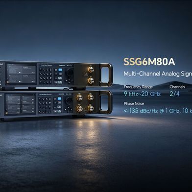 The SSG6M80A series is available with two or four RF channels with frequency range 13.6 or 20 GHz. (Bild: Siglent)