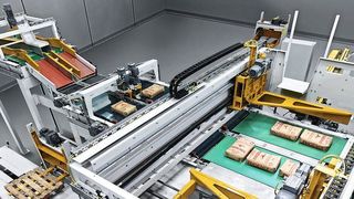 Der Palettierer „paletpac“ wird in Hochleistungs-Verpackungslinien eingesetzt, in denen auch sensible und hochwertige Produkte effizient palettiert werden. (Beumer)