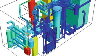 Numerische Strömungssimulation: Temperaturverteilung in einer Brennstoffzelle (Fuji Electrics)