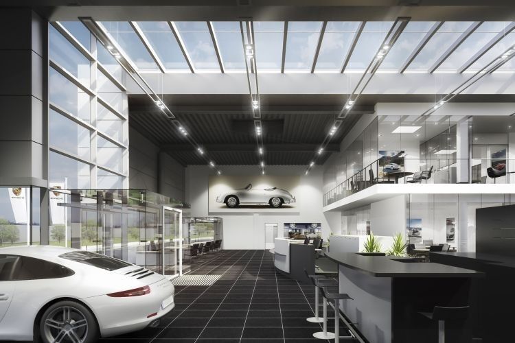 Die Planer statten das Porsche-Zentrum mit moderner LED-Technik aus. (Foto: Einraumarchitektur)
