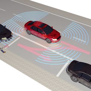 Autonomes Fahrzeug im Car-Sharing Betrieb: Nach dem der Mieter das Fahrzeug angefordert hat, navigiert es selbstständig zum Abholbereich.