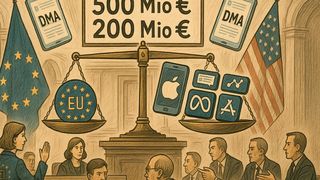 Die EU-Kommission verhängt gegen Apple und Meta hohe Strafen.  (Bild: ChatGPT/KI-generiert)