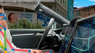 Das Occupant-Monitoring-System des Fraunhofer IOSB erkennt neben der Körperpose aller Insassen auch Aktivitäten und damit zusammenhängende Objekte. (Bild:© M. Zentsch/Fraunhofer IOSB)