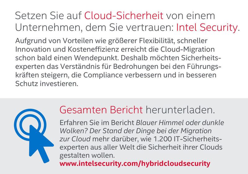 Abschließende Empfehlung von Intel Security. (Intel Security)