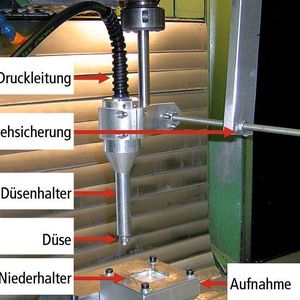 Bild 1: Versuchsaufbau zur inkrementellen Hochdruckumformung. Bild: Universität Siegen