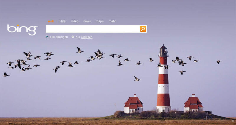 Die Bing-Startseite. Das Hintergrundbild wechselt täglich. (Archiv: Vogel Business Media)