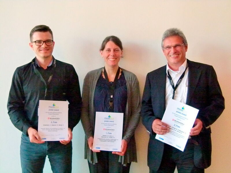 Preisträger des Shimadzu-Posterpreises 2016: Vitali Scherbahn, Maria Redeker und Hans-Albert Wagener (v.l.) (MWAS/PR-Fotografie Köhring)