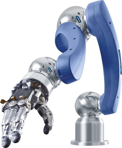 Schunk hat die Konzeptstudie seiner 5-Fingerhand weiter optimiert. Bei der neuesten Version der anthropomorphen Greifhand ist die Elektronik komplett in die Handwurzel integriert (Schunk)