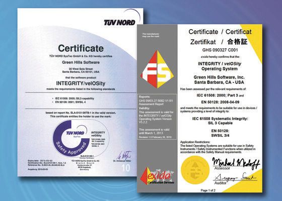 2007: Die Zertifizierung von INTEGRITY nach der Sicherheitsnorm IEC 61508 SIL 3 – eine Weltpremiere. (Bild: Green Hills Software)