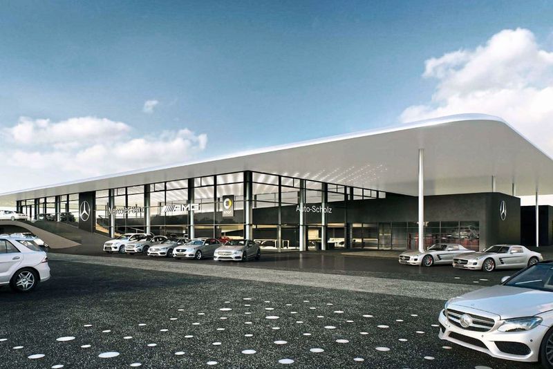 Die Unternehmensgruppe Auto-Scholz setzt an ihrem neuen Mercedes-Standort in Bamberg als weltweit erstes Autohaus die idealtypischen CI-Vorgaben des Herstellers um. (Auto-Scholz)