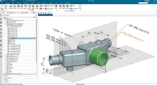 Mittels NX Model Based Definition nutzt Siemens Energy in die 3D-Modelle von Komponenten und Baugruppen eingebettete Produkt- und Fertigungsinformationen statt Anmerkungen in 2D-Zeichnungen.(Quelle: Siemens Energy)