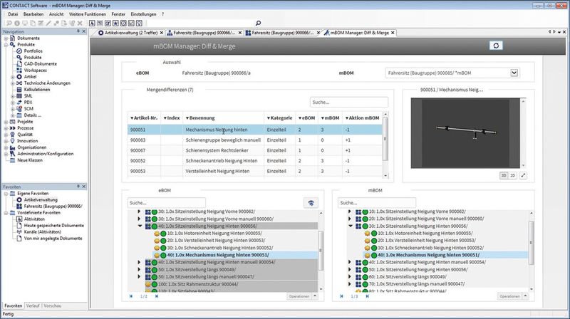 mBOM Manager: Sichere Synchronisation der Engineering- und Manufacturing-Stücklisten. (Bild: Contact Software)