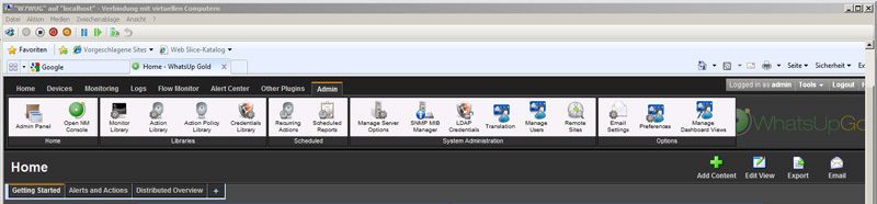 Abbildung 2: Das Ribbon Interface von WhatsUp erlaubt eine schnelle Navigation in den Menüs des Verwaltungstools. (Archiv: Vogel Business Media)