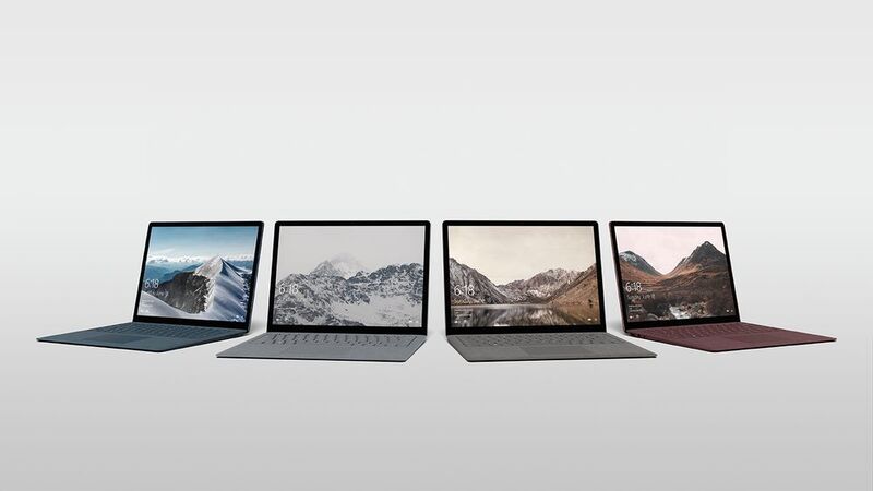 Das Surface Laptop verfügt laut Microsoft über den dünnsten bislang eingesetzten Touchscreen mit Stifterkennung. Das 13,5-Zoll-IPS-Panel stellt 2.256 x 1.504 Pixel dar. In den USA bietet Microsoft das Notebook in vier Farben an.  (Microsoft)
