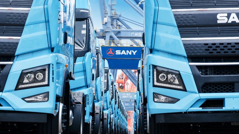 Chinesische Hersteller wie Sany drängen mit elektrisch angetriebenen Lkw auf Märkte außerhalb Chinas.(Bild:  Sany Truck)