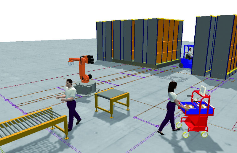 Bild 2: Die Professional-Version von VR-Builder bietet umfangreiche Bibliotheken mit Fördermitteln, Flurfahrzeugen und Personal. (Archiv: Vogel Business Media)