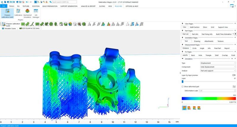 Das Modul Materialise Magics Simulation bringt in Kombination mit Magics 23 High-End-Simulationsmöglichkeiten für den 3D-Druck in die Produktion, ohne dass die Benutzer zu einer separaten spezialisierten Anwendung wechseln müssen, High-End-Rechenleistung oder Expertenwissen benötigen. (Materialise)
