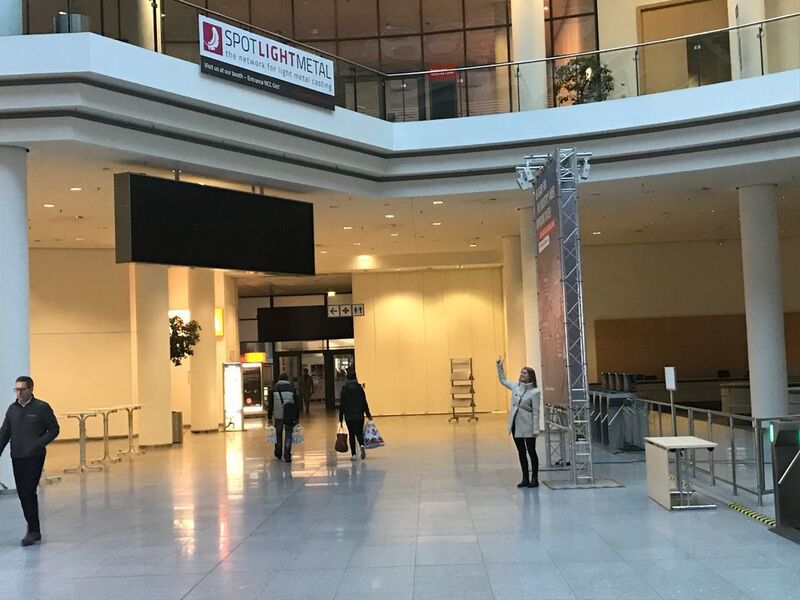 The halls were empty before EUROGUSS 2018 opened but the SPOTLIGHTMETAL banner was visible at first sight. (Vogel Communications Group)