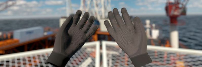 Bei der „Offshore Rig VR-Experience“ von Dräger taucht der Nutzer in eine Bohrinsel-Szenerie ein und gerät in einen simulierten Notfall.(Bild:  Demodern / Dräger)