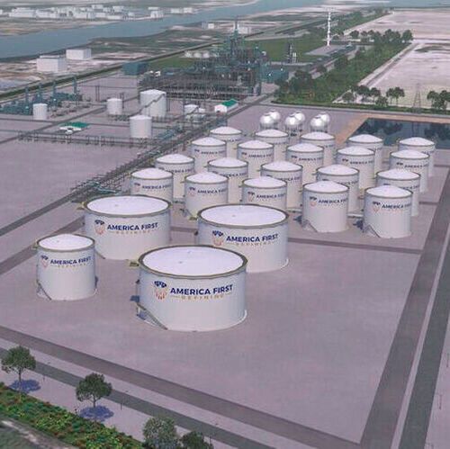 An artist rendering of the America First Refining large-scale refining facility in Brownsville, Texas, the first new refinery to be constructed in the United States in more than 50 years.(Source:  Fluor Corporation)