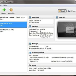 Der Virtualbox-Manager übernimmt die Verwaltung der virtuellen Maschinen und bietet umfassende Informationen über die vorhandenen Systeme. Bild: Güttich
