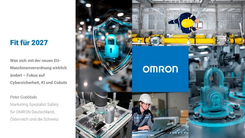 Fit für 2027: Peter Goebbels von Omron erläuterte auf den Fachpressetagen, welche Auswirkungen die neue EU-Maschinenverordnung auf Cybersecurity, KI und Cobots hat. (Bild: Omron)