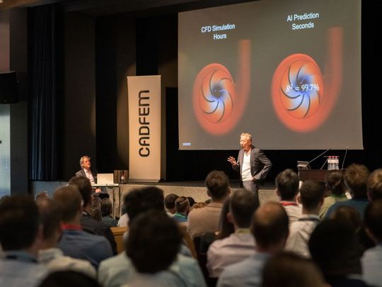 Ein Top-Thema auf der CADFEM World Conference 2026: Die Implementierung und der praktische Nutzen von  künstlicher Intelligenz in Simulation  und Digital Engineering. (Bild:  CADFEM)