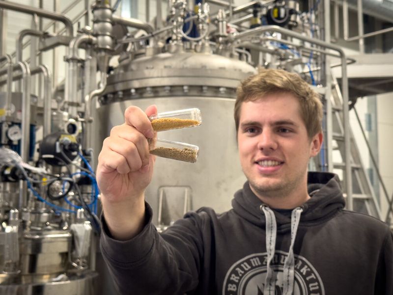 Jan Malte Nordmann mit Proben des Myzels (Bild: Eat Beer)