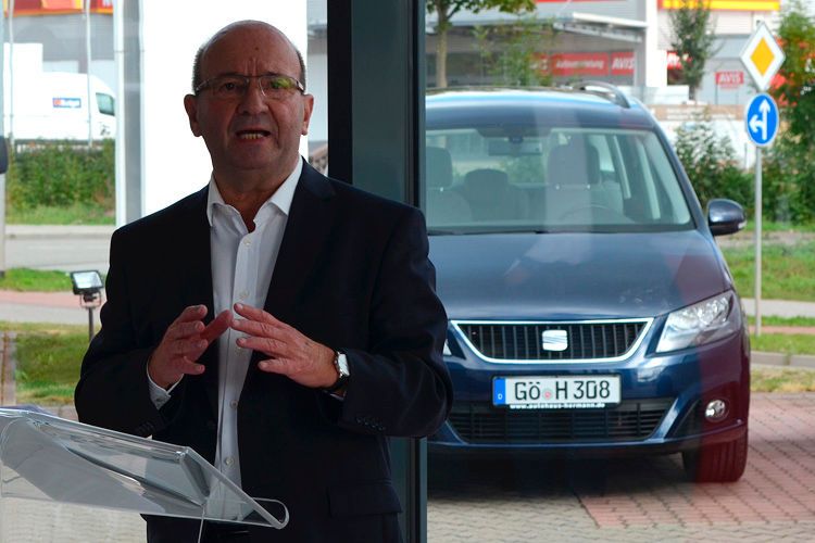 Firmenchef Wolfgang Hermann erinnerte an die lange Tradition seines Unternehmens in Mühlhausen. (Foto: Grimm)
