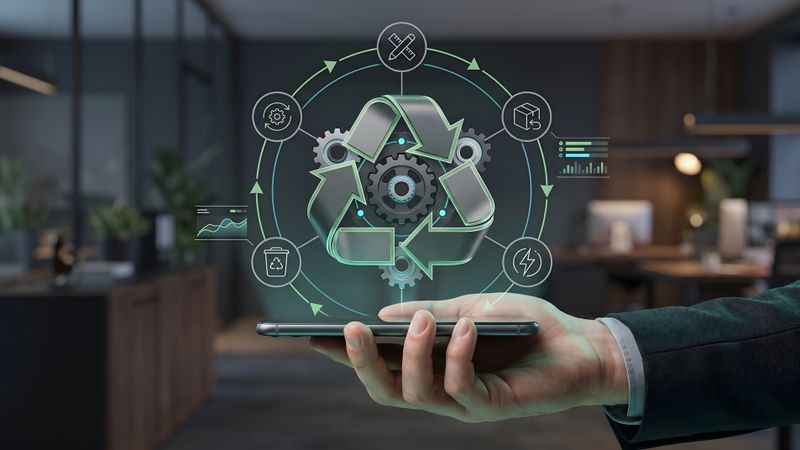 Kreislauffähige Produkte entstehen, wenn Konstruktion, Werkstoffe und Geschäftsprozesse zusammengedacht werden.(Bild:  © Zaldy – stock.adobe.com_KI-generiert)