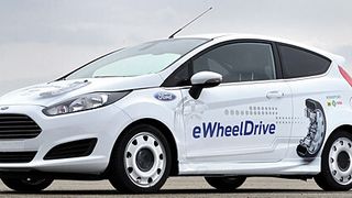 Schaeffler und Ford wollen den Antrieb von Elektrofahrzeugen vollständig in die Räder verlegen. Beide Unternehmen stellten auf dem „auto, motor und sport“-Kongress ihr so genanntes Ideenauto mit dem Radnabenantrieb „E-Wheel Drive“ vor. (Foto: Schaeffler)