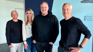 (v. l.) Michael Lumma, Adisa Milak, Thorsten Raquet (CEO) und Kai Lehmann (Bild: Public Cloud Group)