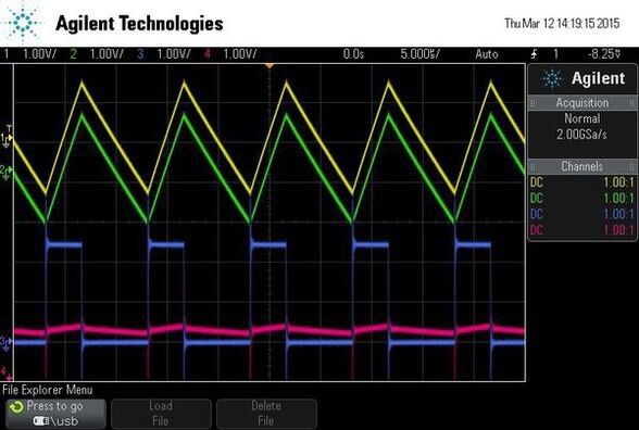 Aufbau des DC/DC Wandlers zur Verlustermittlung und zugehörige Oszilloskop-Aufnahmen. (Bild: Würth Elektronik eiSos)