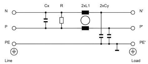 StandardFilter mit Y-­Kondensatoren (Schaffner)