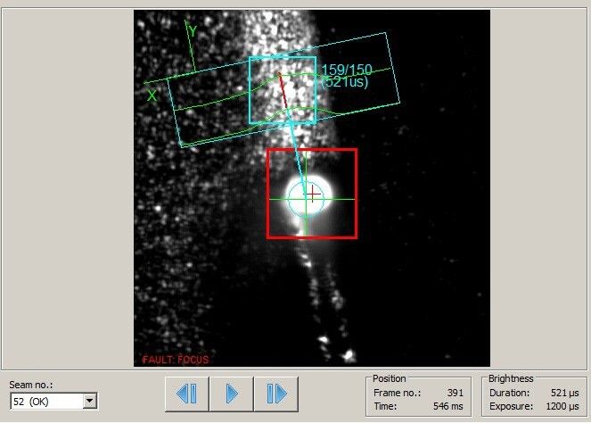 Blick durch die Kamera des Lessmüller-Nachführsystems während des Laser-Remote-Schweißens. (Bild: Bergmann & Steffen)