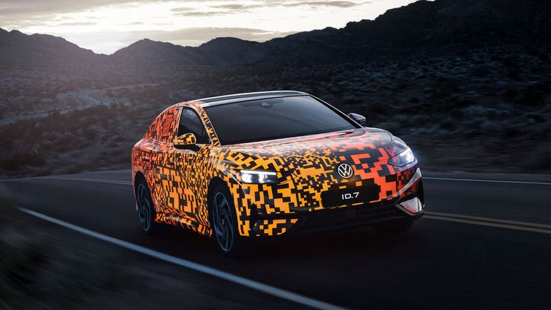VW schickt in der zweiten Hälfte 2023 den ID7 ins Rennen. Auf der CES gab es eine Preview.(Bild:  Volkswagen AG)