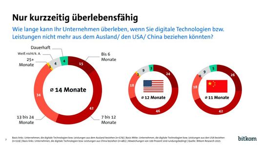 Die stärkste Abhängigkeit besteht gegenüber den USA und China.(Bild:  Bitkom)