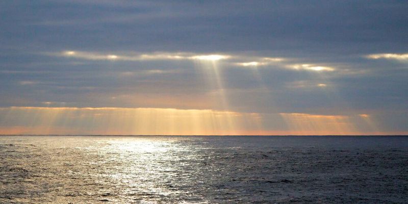 Die Sonne geht über dem Südpazifik auf: Selbst dieser abgelegene Ozean ist mit menschgemachten Schadstoffen verschmutzt.(Bild:  Die Sonne geht über dem Südpazifik auf /Jan Steffen / Geomar / CC BY 4.0)