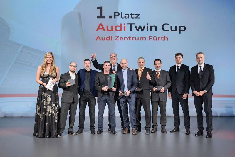 Der Moment des Siegs in der nationalen Qualifikation: Platz eins für das Audi-Zentrum Fürth. (Audi)