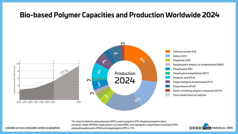 Kapazitäten und Produktion biobasierter Polymere  (Bild: Nova-Institut)