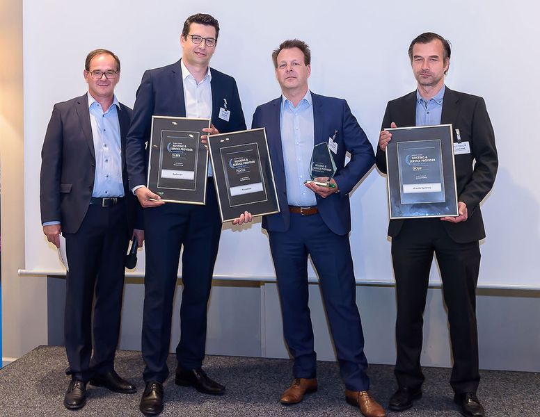 Die Gewinner in der Kategorie „Managed Hosting“: Plusserver (Platin), Arvato Systems (Gold) und SysEleven (Silber). (Bild: Marko’s Photography / Marko Kovic)
