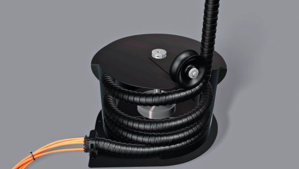 Dieses Energieführungssystem soll Leitungen für Hallenkrane und Arbeitsbühnen sicher führen.  (Igus)