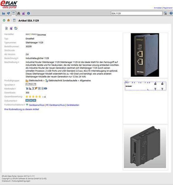 Mit Sternen können Anwender die Qualität der im Portal hinterlegten Gerätedaten bewerten und so anderen Usern Orientierung verschaffen. (Eplan Software & Service)