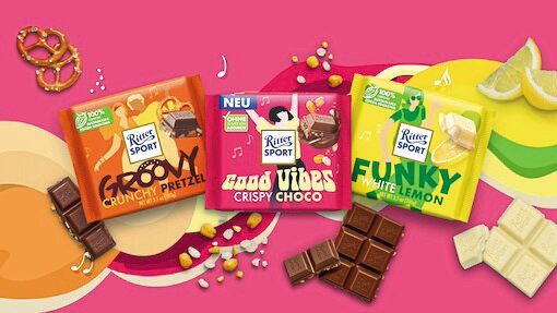 Ritter Sport muss alte Verpackungen mit Stickern überkleben.(Bild:  Alfred Ritter GmbH & Co.KG)