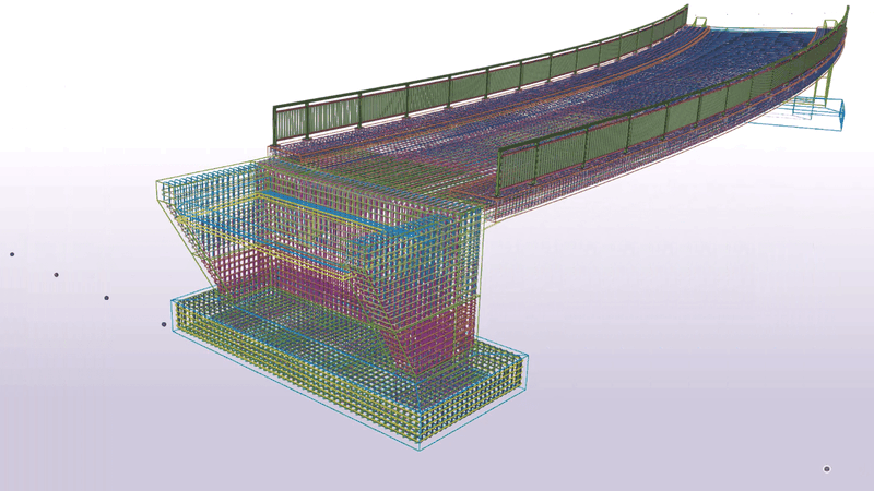 Brücken-Modell: Ansicht eines Brückenmodells in Tekla Structures(Bild:  Trimble Germany GmbH)